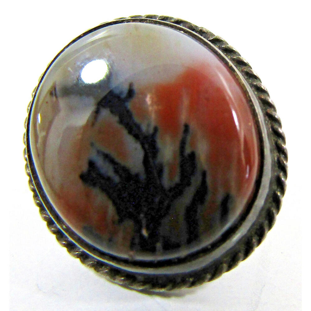 Southwest Tribal Sterling Silver Agate Ring and Matching Earrings - Picture 14 of 16